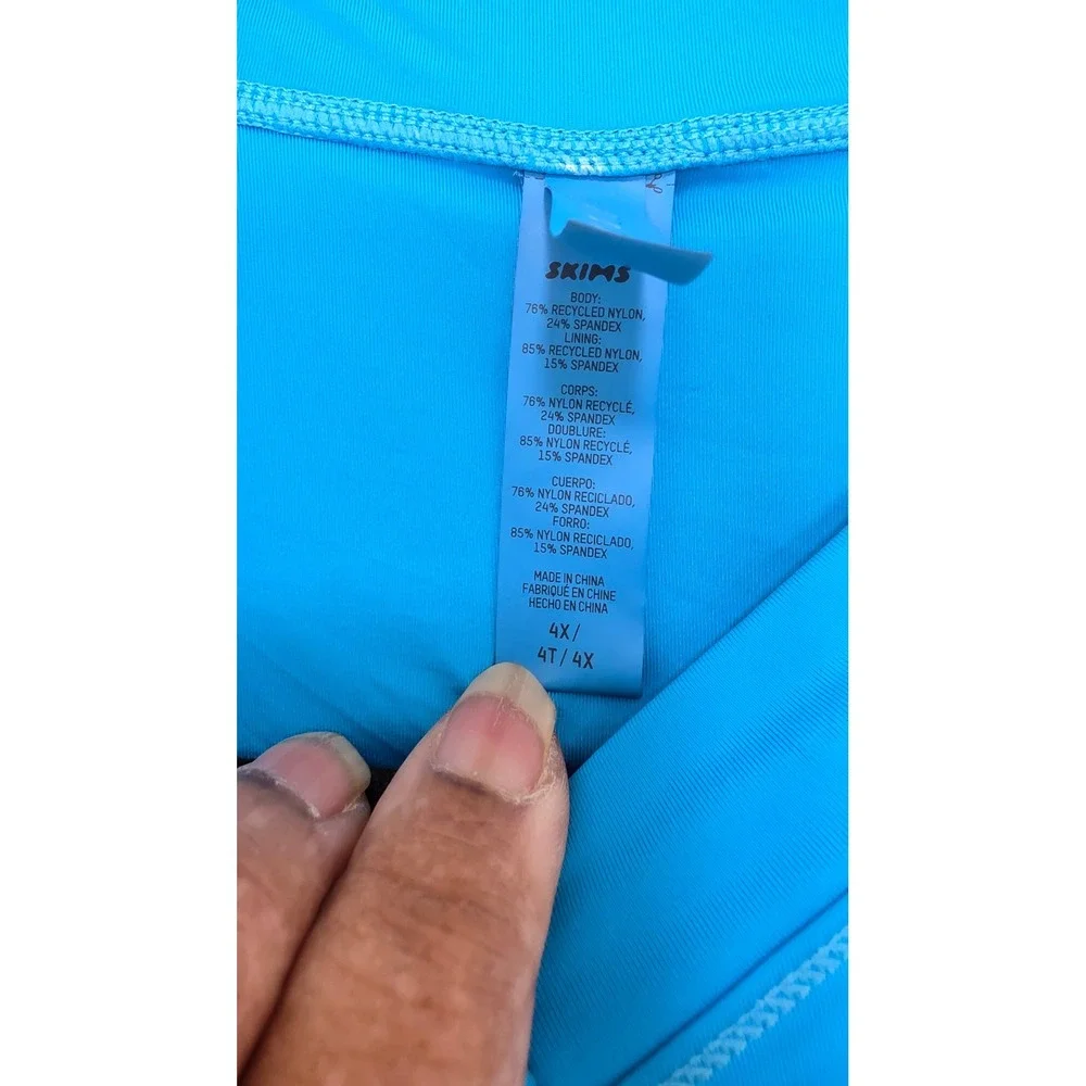 SKIMS Swim Zip Front Sleeveless One Piece Bodysuit Womens 4X Blue Surf Sporty